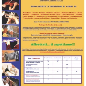 Scuola civica di musica - Fino al 15 novembre le iscrizioni per l’anno scolastico 2020–2021 Scuola civica di musica - Fino al 15 novembre le iscrizioni per l’anno scolastico 2020–2021