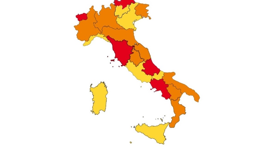 Coronavirus - La nuova mappa d'Italia. Sardegna ancora area gialla Coronavirus - La nuova mappa d'Italia. Sardegna ancora area gialla