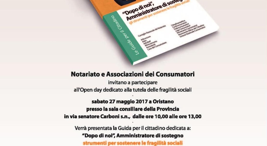 Presentazione della Guida “Dopo di noi, amministratore di sostegno, gli strumenti per sostenere le fragilità sociali” Presentazione della Guida “Dopo di noi, amministratore di sostegno, gli strumenti per sostenere le fragilità sociali”