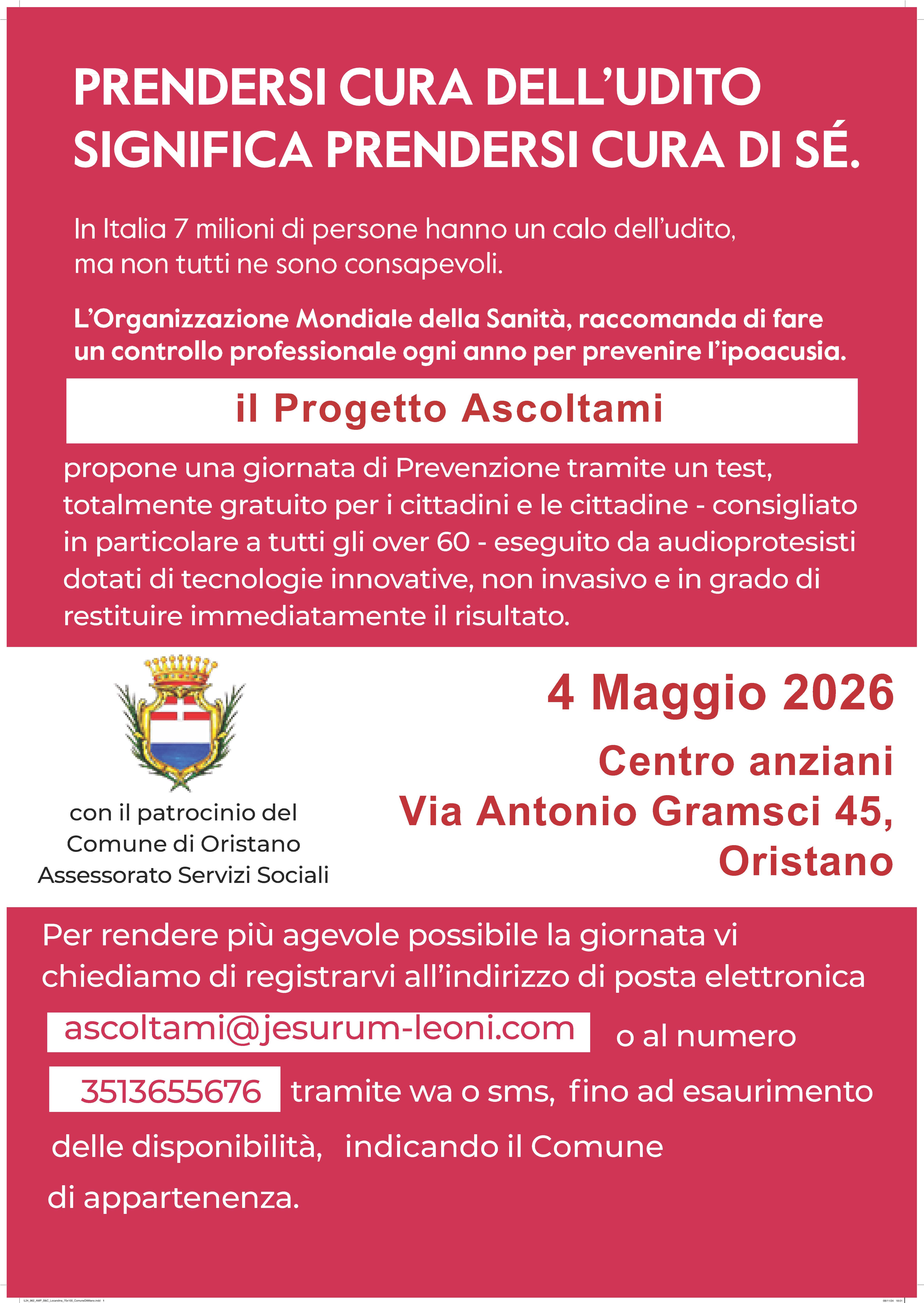 A Oristano il progetto Ascoltami