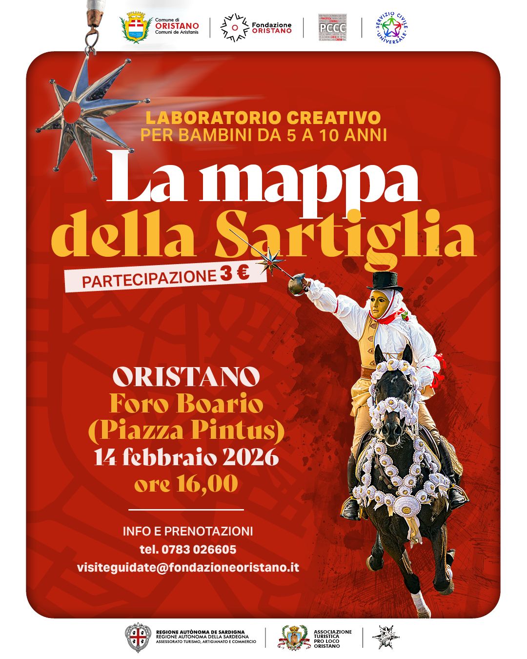  Sabato 14 febbraio il laboratorio creativo ''La mappa della Sartiglia''