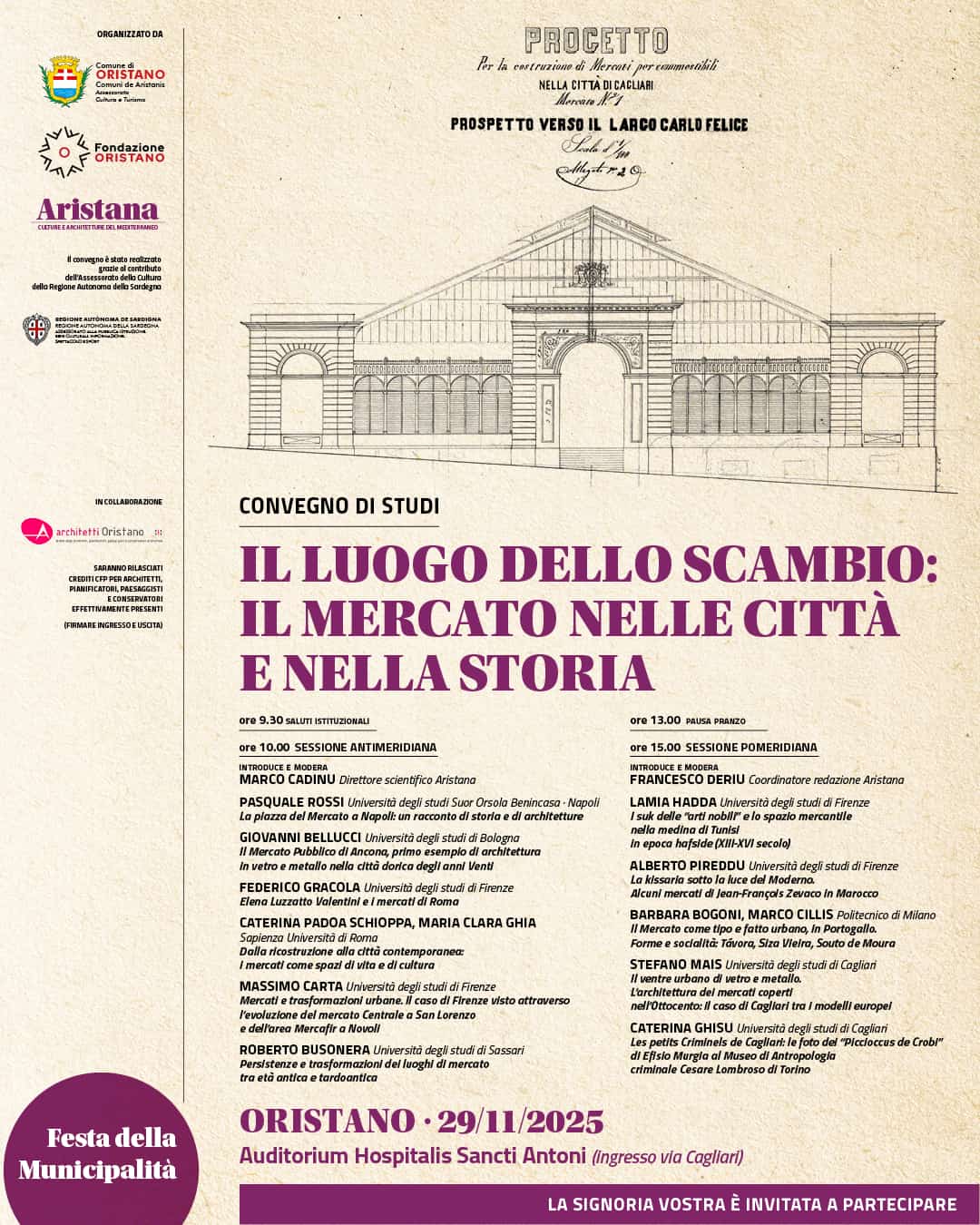 Locandina convegno ''Il luogo dello scambio, il mercato nelle città e nella storia''