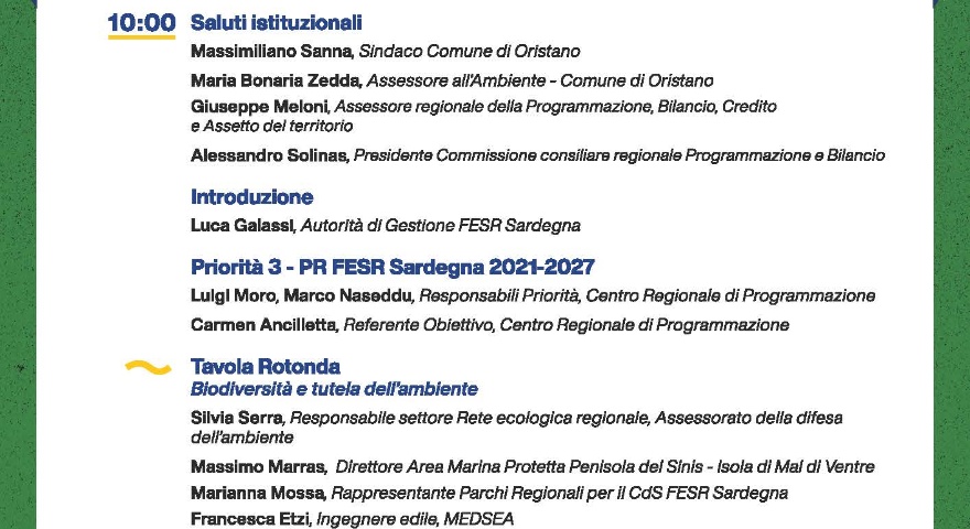 FESR Sardegna 2021-2027 - A Oristano il tavolo tematico sulla transizione verde FESR Sardegna 2021-2027 - A Oristano il tavolo tematico sulla transizione verde
