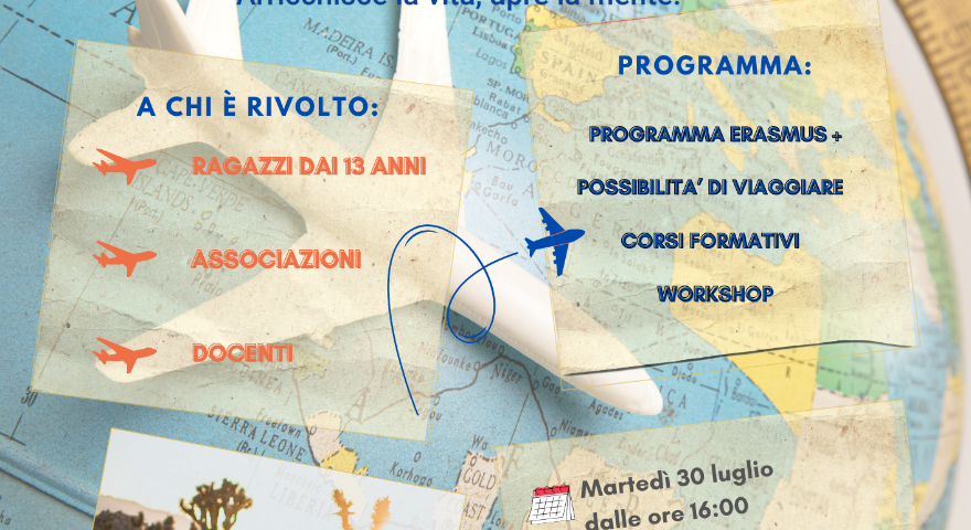 Spazio Giovani - Incontro informativo sulla mobilità internazionale giovanile e sul programma Erasmus+ Spazio Giovani - Incontro informativo sulla mobilità internazionale giovanile e sul programma Erasmus+