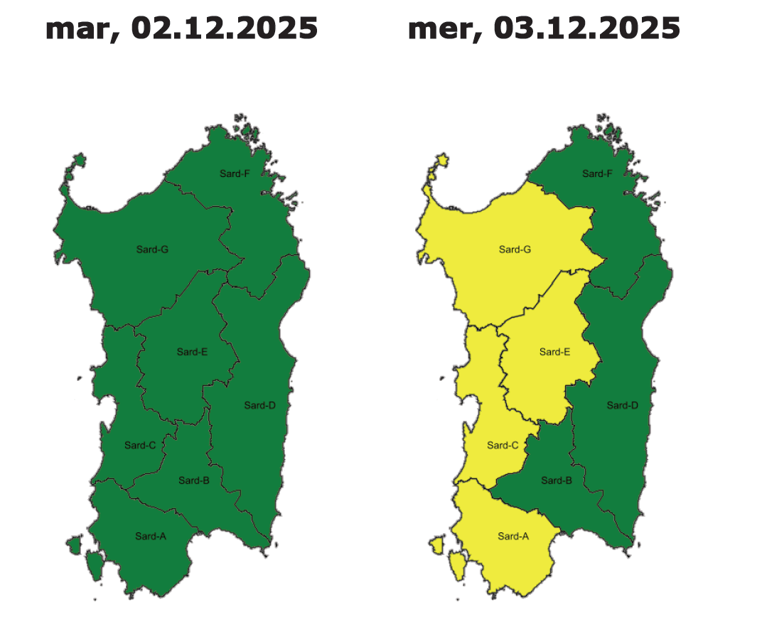 Allerta gialla per il 3 dicembre 2025