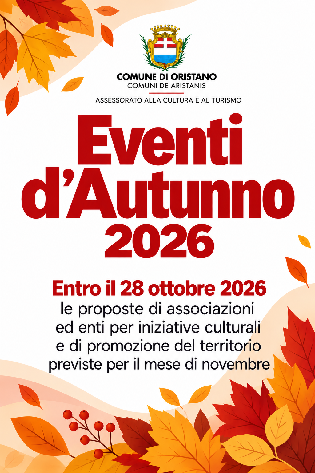 Eventi d’Autunno - Entro il 28 ottobre le proposte di associazioni ed enti