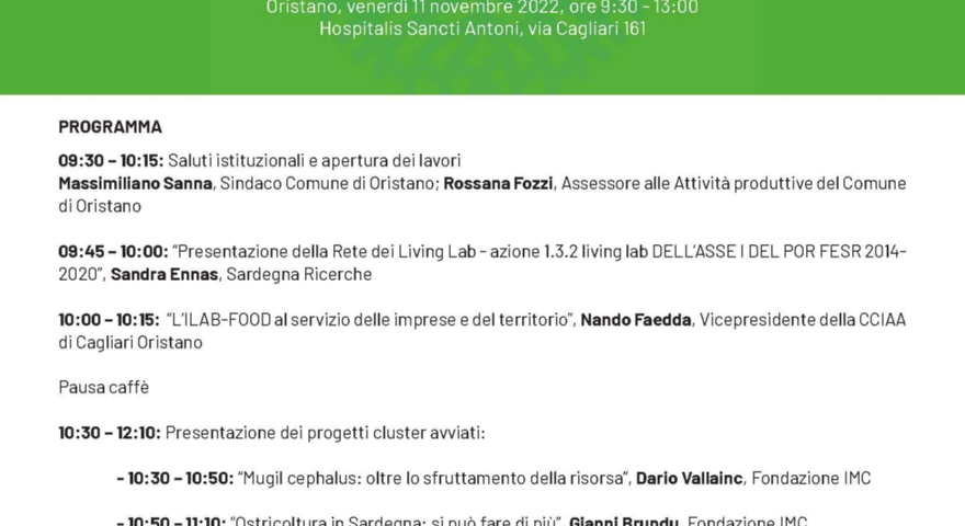 Ilab food - Presentazione dei progetti cluster Ilab food - Presentazione dei progetti cluster