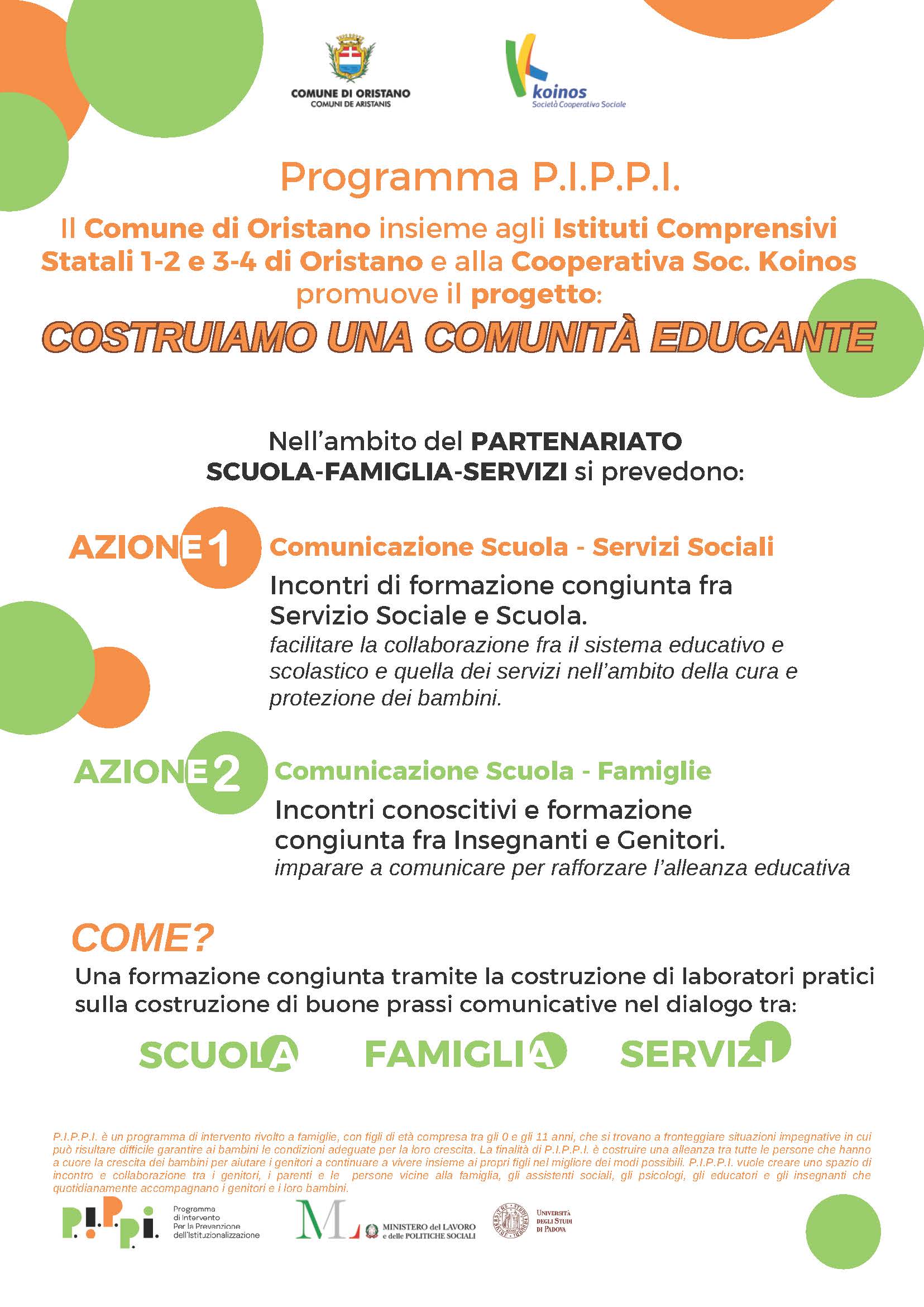 Locandina incontri di formazione e laboratori per insegnanti, genitori e operatori dei servizi