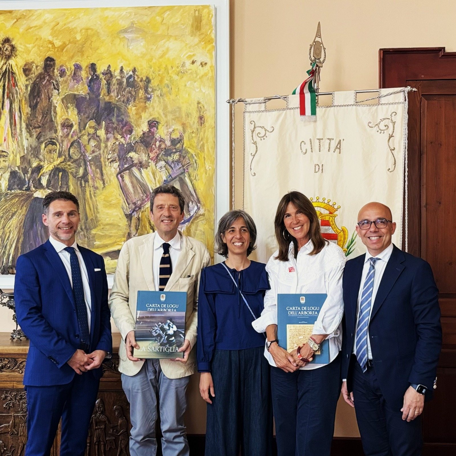 Pieatrangelo Buttafuoco e Debora Rossi con il Sindaco Sanna, l'Assessore Prevete e SIlvia Loddo