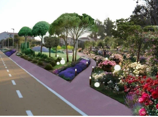 Un rendering dei nuovi giardini di via Lussu
