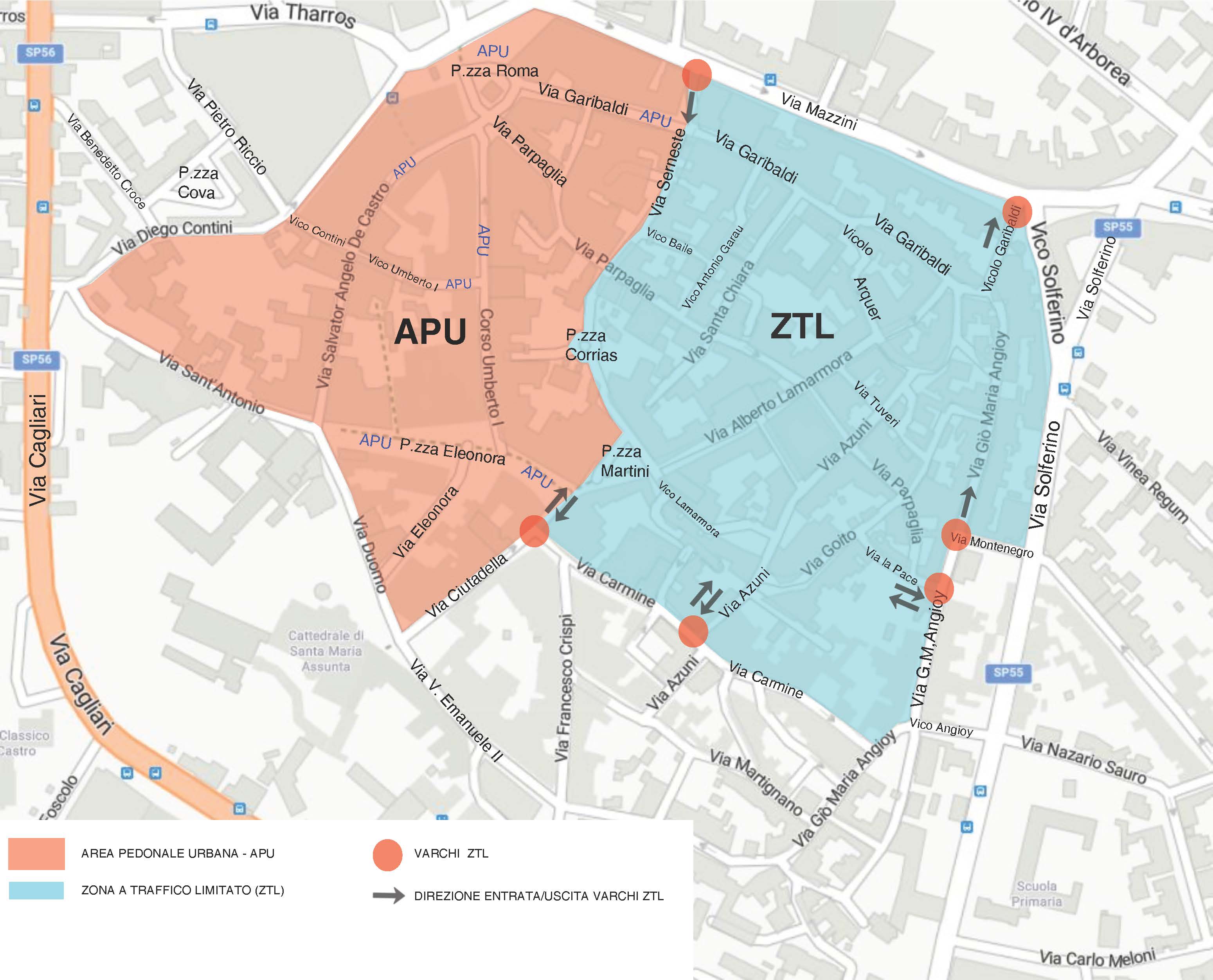 La mappa della ZTL e dell'APU