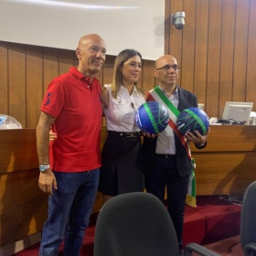 il sindaco sanna e l'assesore pili con il presidente sardara il sindaco sanna e l'assesore pili con il presidente sardara