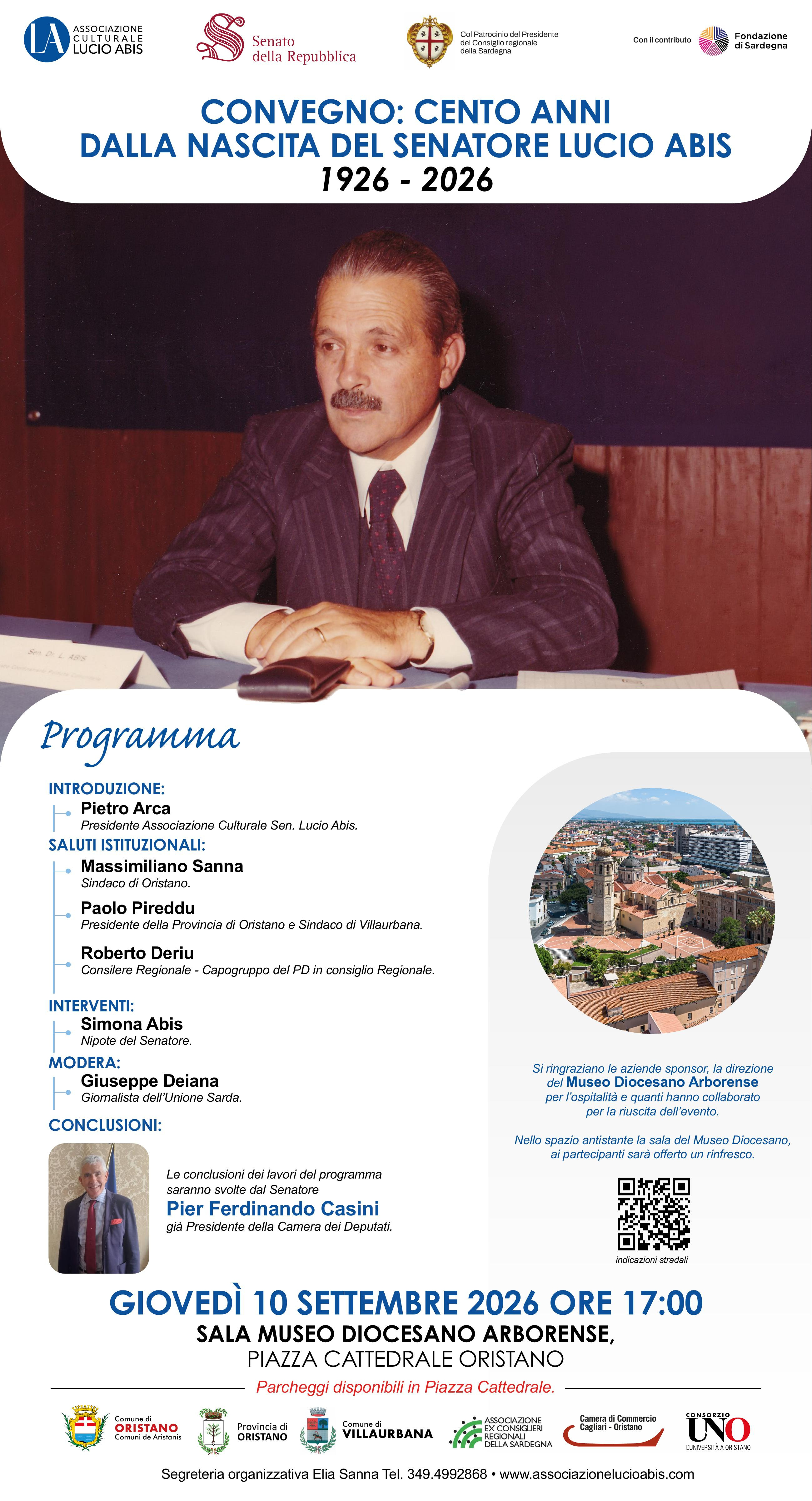 Un secolo dalla nascita di Lucio Abis, Oristano rende omaggio al senatore