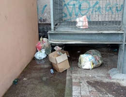 i rifiuti abbandonati vicino al Palazzo di giustizia 